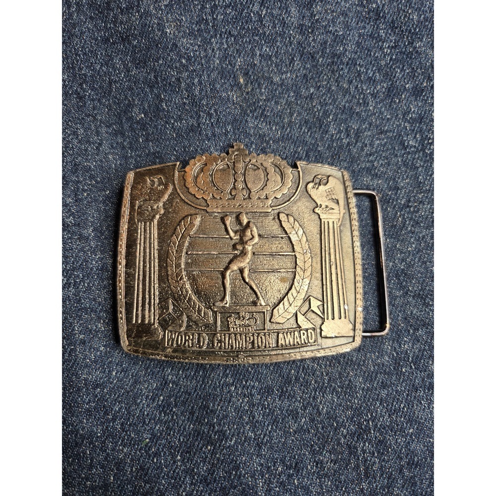 Vintage Boxing World Champion Award Belt Buckle - RARE & Heavy